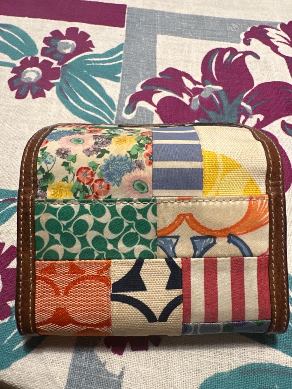 Coach Patchwork Canvas Tote and Wallet - Multicolor with Brown Trim - Picture 9 of 9